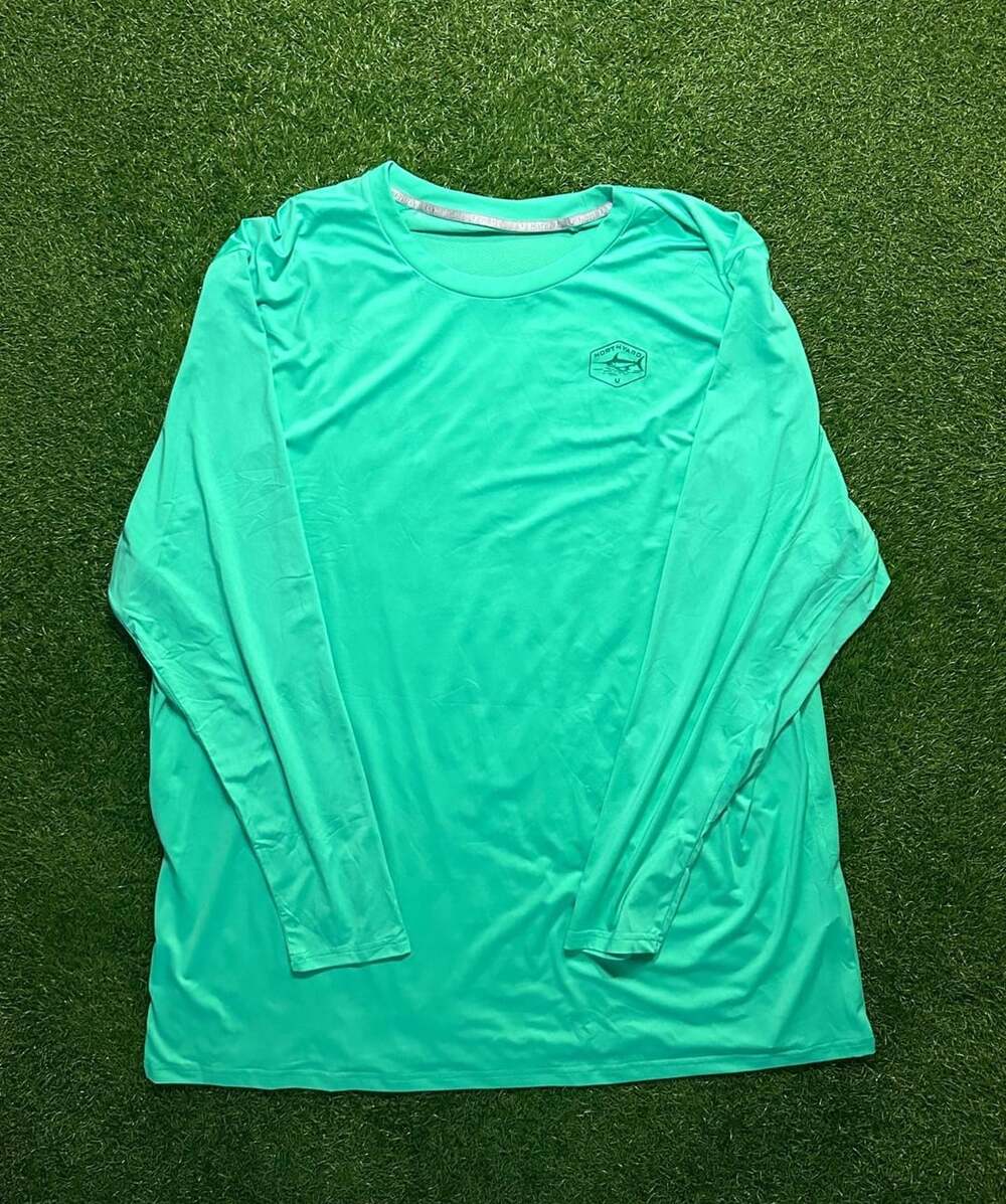 Northyard Long Sleeve Performance Fishing Shirt Size 4XL Green Marlin Graphic